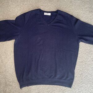 Harvie & Hudson Navy Sweater Cotton & Cashmere Men’s Size XL - EU52 UK44”